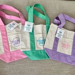 Trader Joe's Mini Canvas Tote Bags Set of 3